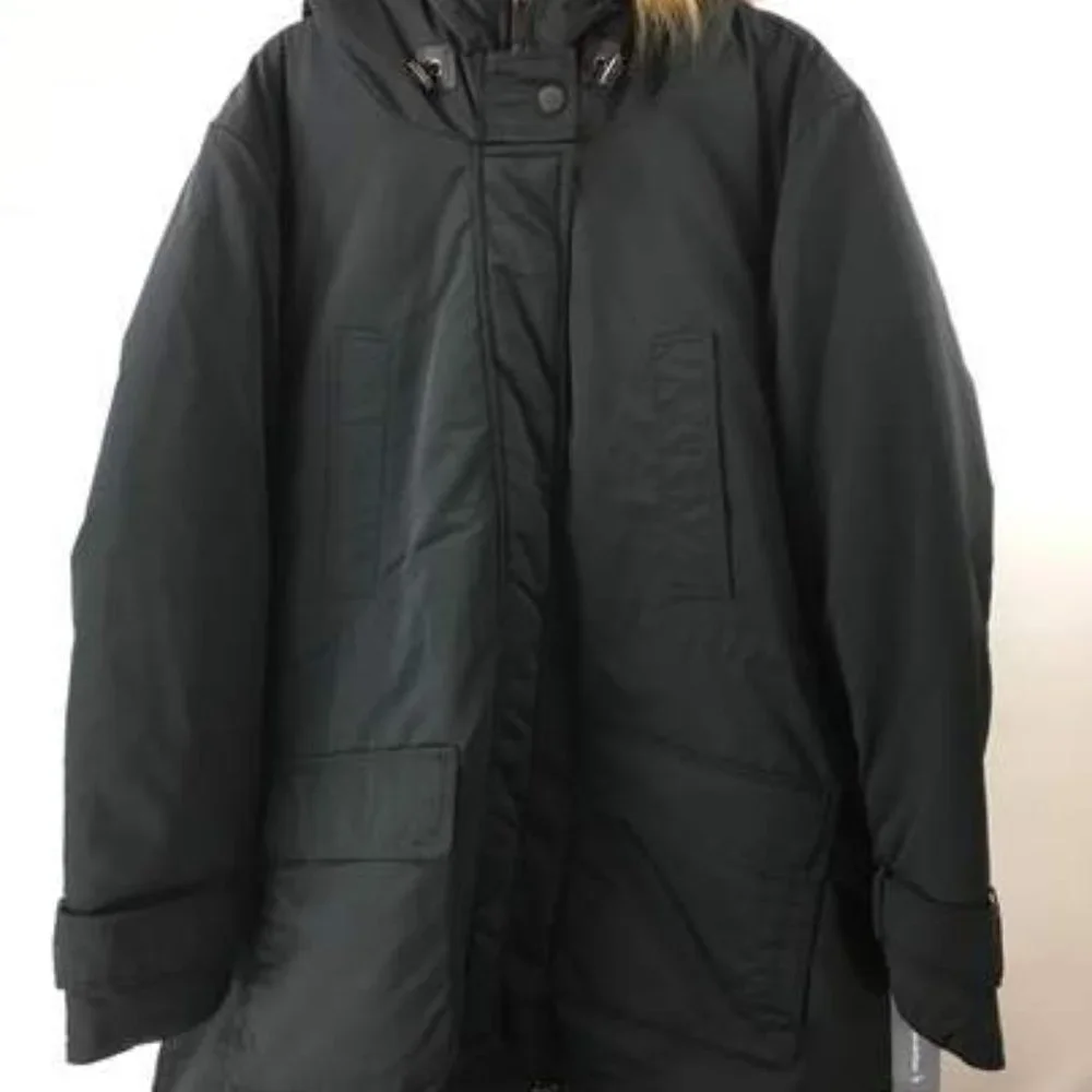 American Airlines Ladies Black Faux Fur Hooded Parka - NWT